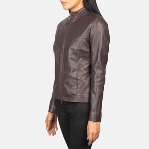 Chaqueta de Tweed Personalizada para Motocicleta, Otoño-Invierno, con Cierre, Impermeable, Cortavientos, para Mujer, de Cuero PU, Corte Holgado, con Forro de Piel Sintética - Product Image 3