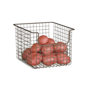 Classic Look Design Fruit <b>Basket</b> Metal Wire Storage <b>Basket</b> Black Simple Design <b>Stackable</b> Multi Purpose Neatening Organizer Metal - Product Image 6