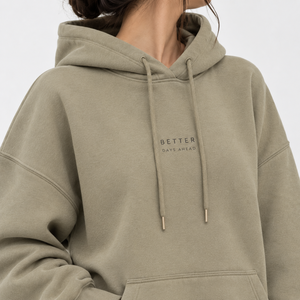 เสื้อฮู้ดโอเวอร์ไซส์ ผ้าฝ้ายทอ 100% มีซับใน ใส่ได้ทั้งชายและหญิง สไตล์ลำลอง มีกระเป๋าหน้า แห้งเร็ว ระบายอากาศดี เหมาะสำหรับฤดูหนาว ยามที่อากาศดี - Product Image 3