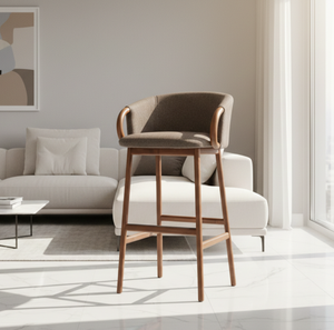 Silla de Bar Lunor con Estructura de Madera de Teca Sólida, Acabado Natural, Diseño Escandinavo Moderno, Ecológica, Duradera y Resistente al Agua - Product Image 1