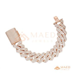 Pulsera de Cadena Fina con Moissanita en Oro Rosa, Joyería de Moda para Uso Diario, Regalo para Hombres y Mujeres, Estilo Los Ángeles - Product Image 6