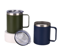 Gobelet isotherme en acier inoxydable OEM de 12 oz avec poignée, tasse à café à double paroi, tasse de voyage, vente en gros