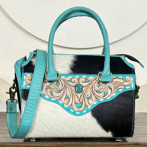 Bolso de Cuero Genuino de Última Moda, Estilo Western, Hecho a Mano, con Correa para Hombro, Bolso de Viaje Espacioso, Tipo Bandolera - Product Image 4