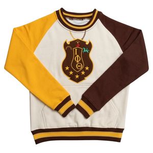 Sudadera de cuello redondo de chenilla con cresta de Iota Phi Theta Opp Sleeve, ropa griega premium, suéter de fraternidad - Product Image 1