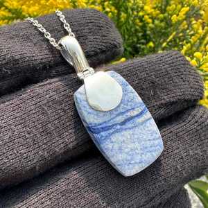 Handmade Dumortierite Gemstone Pendant 925 Sterling Silver Necklace Natural Crystal Jewelry Gift For Women - Product Image 5