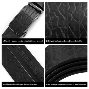 Cinturón de Cuero Genuino para Hombre con Hebilla Cuadrada de Aleación, Estilo Casual y de Negocios, de Alta Gama, Automático, Sencillo y Duradero - Product Image 4