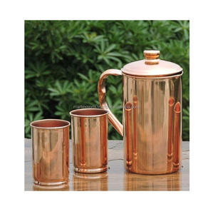 Authentic pure copper jug with balanced handle and broad mouth for convenient pouring and cleaning - Product Image 1