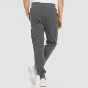 <b>Men's</b> Gray Cotton Flat Sweatpants Elastic Drawstring Casual <b>Joggers</b> Breathable Heavyweight Knitted Mid Waist Autumn OEM Service - Product Image 3