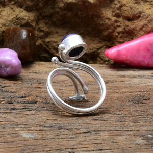 Blue <b>Lapis</b> <b>Lazuli</b> Gemstone <b>Ring</b> 925 Sterling Silver Royal Blue Stone Anniversary Wedding Birthday Gift <b>Ring</b> - Product Image 2