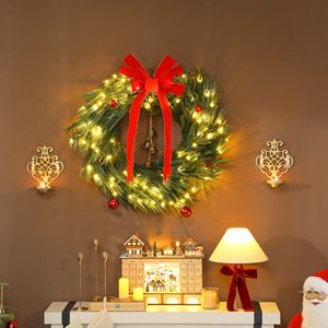 Guirlande de Noël LED verte de 36 pouces avec 8 modes et ornements, pré-éclairée, pour décoration de porte d'entrée, avec guirlande de Noël de 36 pouces - Product Image 2