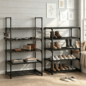 Scarpiera Girevole a 10 Livelli in Metallo, Organizzatore Salvaspazio per Scarpe e Stivali, con Ganci, per Ingresso o Armadio, Scaffale Efficiente per Scarpe Strette - Product Image 5