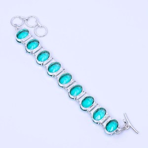 Faceted Apatite Gemstone Bracelet 925 Sterling Silver Boho Handmade Jewelry Statement Gift <b>For</b> Women <b>Men</b> - Product Image 4