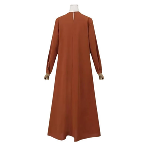 Vestido Musulmán de Oriente Medio, Abaya Holgada de Manga Larga, Estilo Étnico Tradicional, Color Sólido, Informal - Product Image 4