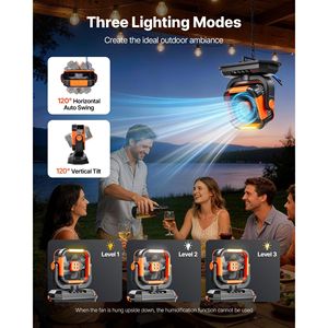 Ventilatore Portatile da Campeggio con Nebulizzatore, Motore 2400 RPM, Serbatoio d'Acqua da 12 Litri e Batteria da 20000mAh, 4 Velocità, Ventilatore Rinfrescante Indossabile - Product Image 5