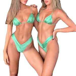 Conjunto de bikini de doble forro, traje de baño no transparente para mujer, traje de baño de dos piezas con costuras de alta calidad para todas las tallas - Product Image 1