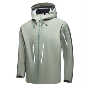 Durable Sage Green Rain <b>Jacket</b> Waterproof Hooded Coat for <b>Men</b> Multi Pocket Rainwear Sporty Outdoor Windbreaker Hiking Top New - Product Image 1