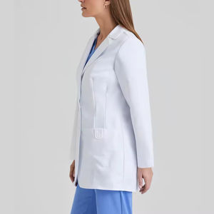 Uniformes d'hôpital unisexes en tissu tricoté blanc de haute qualité, imperméables et antistatiques, blouse de médecin, blouse de laboratoire, vêtements d'infirmière, Pakistan - Product Image 3