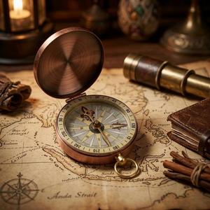<b>Antique</b> Pocket <b>Compass</b> Nautical Navigation <b>Compass</b> with Flip Cover Maritime Explorer <b>Compass</b> Travel Outdoor Adventure Gift - Product Image 1