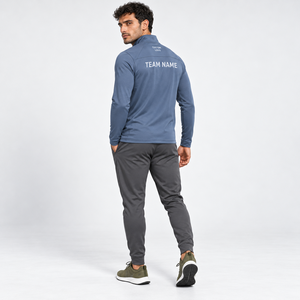Men's Winter Quarter <b>Zip</b> Sports T-<b>Shirt</b> 100% Cotton Performance Knit Quick Dry Workout Top OEM Activewear - Product Image 2