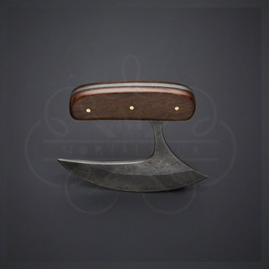 Cuchillo Ulu de Damasco Hecho a Mano con Funda de Cuero – Herramienta Afilada para Cocina al Aire Libre y Caza - Product Image 5