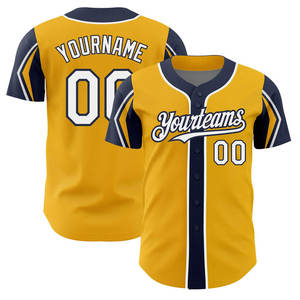 Camiseta de Béisbol Personalizada para Hombre, Negra, Gris y Dorada, con Nombre del Equipo 00, Impresión Sublimada, Transpirable, de Poliéster, Manga Corta, Cierre de Botones - Product Image 5