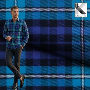 Tissu en flanelle 100% coton teint en fil, 160 GSM, bleu à carreaux, brossé des deux côtés, extra doux, fabricant OEM ODM en gros - Product Image 2