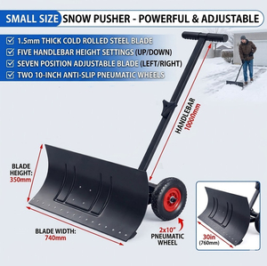 Pousse-neige en acier avec roues, lame et poignée réglables, pelle à neige en acier pour allée, utilisation extérieure ODGWTO016 - Product Image 3