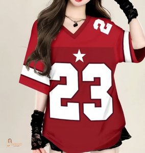 T-shirt de football uni à col en V et manches courtes pour femme, séchage rapide, écologique, style streetwear pour adolescentes - Product Image 1