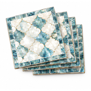 Juego de Posavasos Cuadrados de Lujo con Incrustaciones de Madreperla, Hechos a Mano, con Diseño de Tablero de Ajedrez, para Mesas de Café en Hoteles de Lujo - Product Image 3