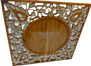 Luxe Acacia bois de noyer Style Arabe Ramadan Eid Cadeau Vadrouille nacre Incrustation Dessert Plateau de Service par rf artisanat - Product Image 3