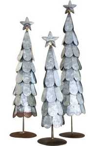 Set Of Three Metal <b>Christmas</b> <b>Tree</b> Decor with Star Top Modern Centerpiece for Holiday <b>Table</b> Decor - Product Image 1
