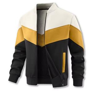 Blouson Bomber Homme Slim en Jean PU à Capuche, Col Montant, Blocs de Couleurs, Fermeture Éclair, Tissu Respirant, Décoration Effilochée - Décontracté - Product Image 3