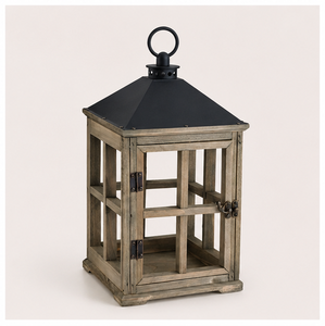 Handcrafted Rustic Wooden <b>Lantern</b> with Metal Top Decorative Wood Candle Holder for Home Decor & <b>Indoor</b> Outdoor Garden Accents - Product Image 3