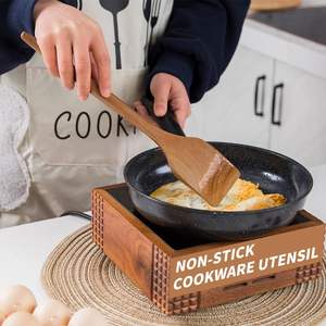 Utensilios de cocina de madera, juego de espátulas y cucharas de madera de acacia de 12 pulgadas, utensilios de cocina seguros para... - Product Image 2