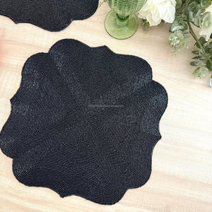 Scalloped <b>Beaded</b> <b>Placemat</b> 500mm Diameter Reusable Novelty Style Table Decor Modern Boutique Wholesale Artistry PR India - Product Image 3