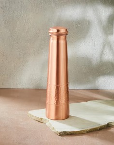 Bouteille en cuivre martelé, bouteille en cuivre imprimée, bouteille en cuivre antique, bouteille en cuivre indienne, bouteille d'eau traditionnelle en cuivre - Product Image 2