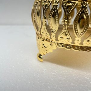 Decorative Jewelry <b>Box</b> with Crystal Knob Gold Metal Filigree Round Glass Storage <b>Box</b> for Rings <b>Earrings</b> Trinkets Vanity - Product Image 5