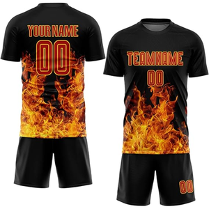 เสื้อฟุตบอลและกางเกงขาสั้นแบบมืออาชีพ ผลิตจากผ้าแห้งเร็ว พิมพ์ลายแบบทรานเฟอร์ สไตล์อเมริกา-ยุโรป ระบายเหงื่อได้ดี ผลิตจากโพลีเอสเตอร์ 100% - Product Image 4