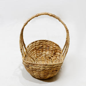 Cesta Redonda de Jacinto de Agua Tejida, Rústica, Ecológica y Multiusos con Asa para Almacenamiento - Product Image 2