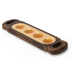 Support de bougie rond en bois naturel fait main, porte-bougie décoratif vintage pour la décoration de la maison, table à manger, étagère de cheminée - Product Image 3