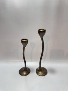 Modern <b>Brass</b> Gold Aluminium Double Candle Holder Curved Wave Sculptural 2-Arm Taper <b>Candlestick</b> Stand Sleek Table Centerpiece - Product Image 5