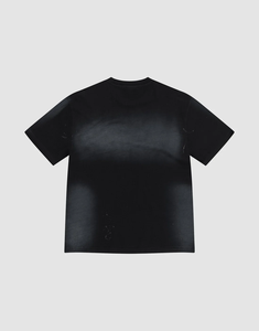 T-shirt noir oversize pour homme 100 % coton épais, col ras du cou, épaules tombantes, coupe ample, logo avant avec effet délavé soleil - Product Image 4