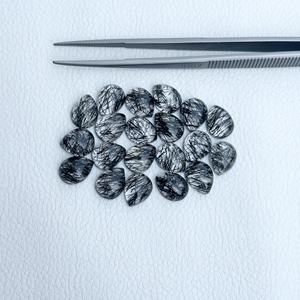 ควอตซ์รูไทล์สีดำธรรมชาติทรงลูกแพร์ขนาด 6x9 มม. จากอินเดีย สินค้ามาใหม่ คริสตัลบำบัดแบบขายส่งสำหรับทำเครื่องประดับ - Product Image 4