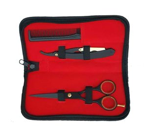 Kit de Tijeras de Peluquería de Alta Calidad en Color Plateado, 6 Piezas, Hermosos Kits de Peluquería con Estuche de Cuero con Cierre - Product Image 1