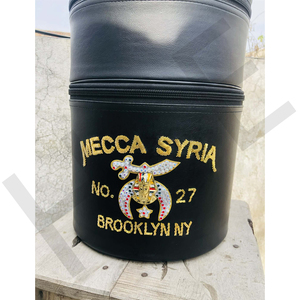 Estuche para Fez Masónico Bordado Personalizado, Meca, Siria, N.° [Número] 27 Brooklyn NY Shriner Bolsa de cuero con estuche - Product Image 6