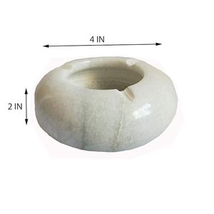Handcrafted White Marble Round <b>Ashtray</b> Elegant Stone Smoking Accessory for Home Office - Product Image 2