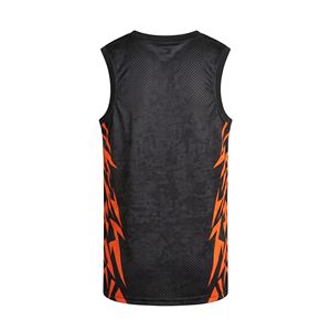 Premium Quality Basketball Jersey Gray <b>Marble</b> Orange Graphic Team Uniform Polyester <b>Mesh</b> Breathable Sleeveless Round-Neck Jersey - Product Image 2