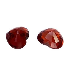 Pierre précieuse naturelle en grenat Spessartite rouge orangé, forme cœur, provenant de Namibie, pierre non montée pour la fabrication de bijoux (boucles d'oreilles). - Product Image 2