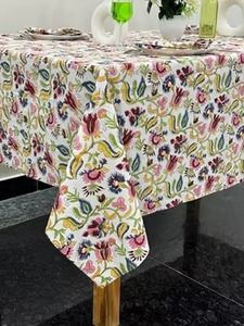 Vintage Mughal Print Handmade Cotton Block <b>Tablecloth</b> Rustic Boho 6-Seater French Dining Room Decor Home Use Party Suitable - Product Image 4