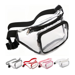 Sac banane unisexe transparent en PU imperméable avec logo personnalisé pour le sport en extérieur, sac de poitrine, sac bandoulière, sac ceinture à fermeture éclair - Product Image 1